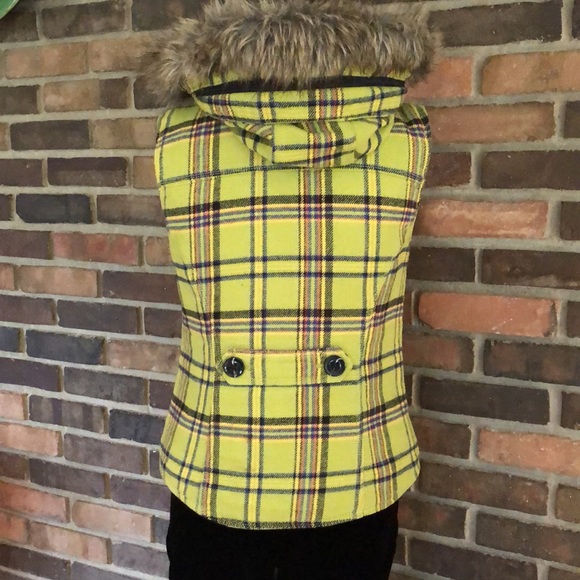 Plaid Vest with Fur Hood - Picture 3 of 4